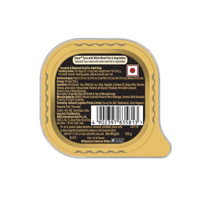 Cesar-Tuna-with-White-Meat-Fish-&-Vegetables-Adult-Dog-Wet-Food-100g