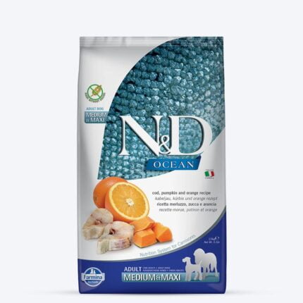 Farmina N&D Pumpkin Codfish & Orange Grain Free Medium & Maxi Breed Adult Dog Dry Food