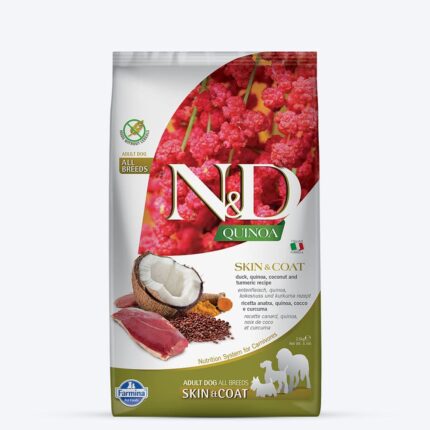 Farmina N&D Quinoa (Skin & Coat) Duck, Coconut & Turmeric All Dog Dry Food, Grain-Free, Adult Breed